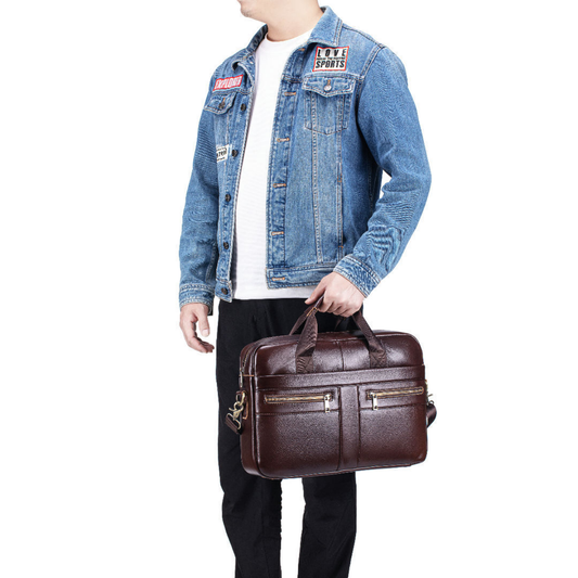 Minimalist Slim Leather 14-inch Briefcase