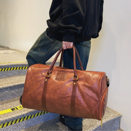 Rugged Leather Sport Duffle Bag
