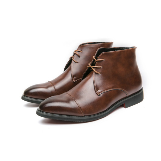 Modern Leather Lace-Up Dress Boots