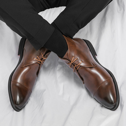 Modern Leather Lace-Up Dress Boots