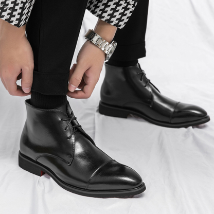 Modern Leather Lace-Up Dress Boots