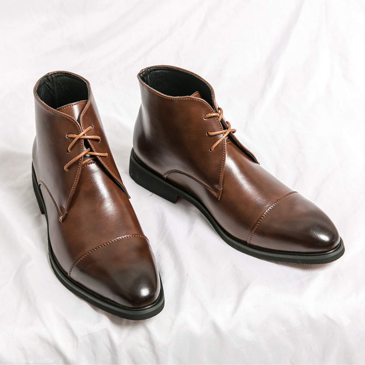 Modern Leather Lace-Up Dress Boots