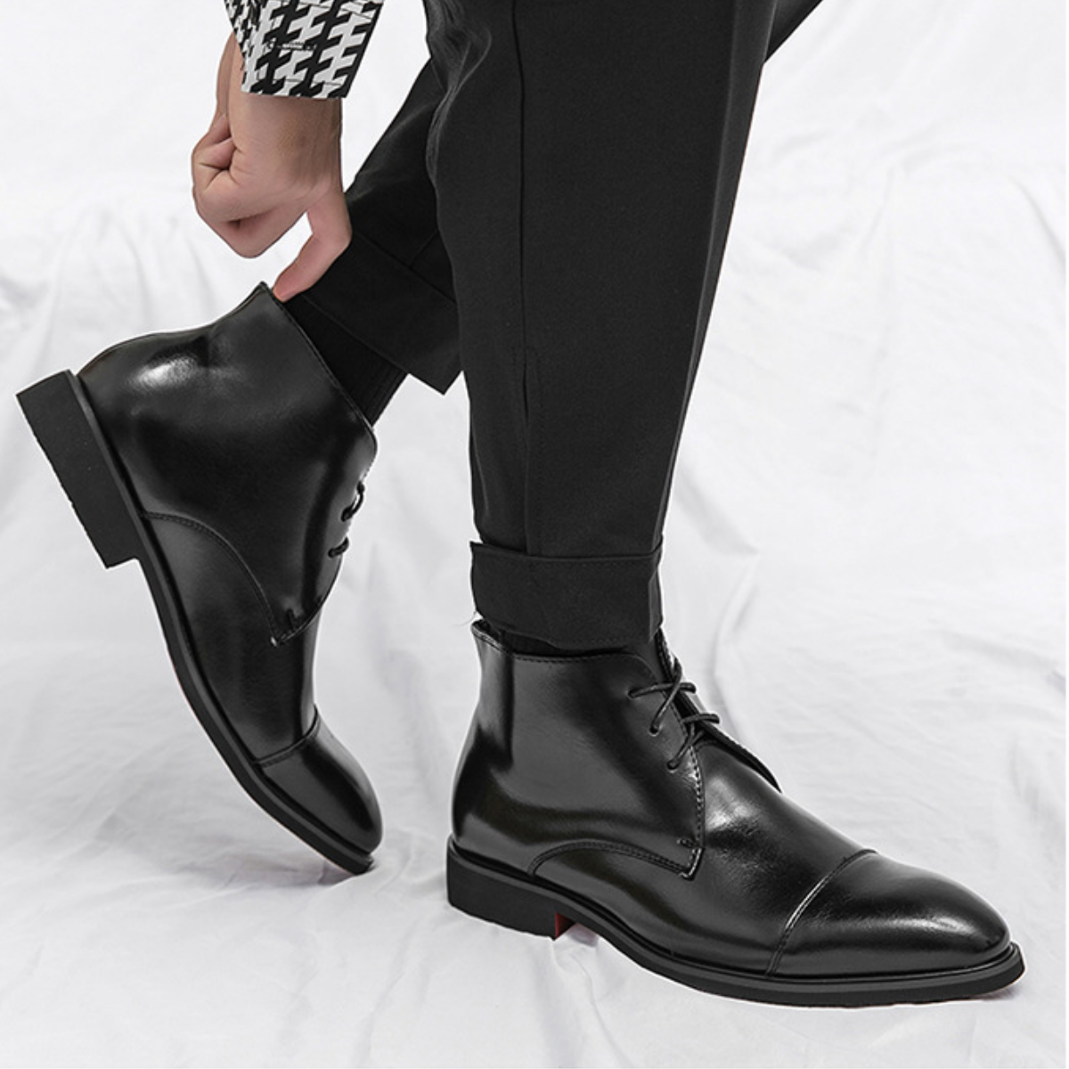 Modern Leather Lace-Up Dress Boots