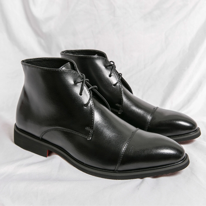 Modern Leather Lace-Up Dress Boots