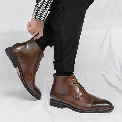 Modern Leather Lace-Up Dress Boots