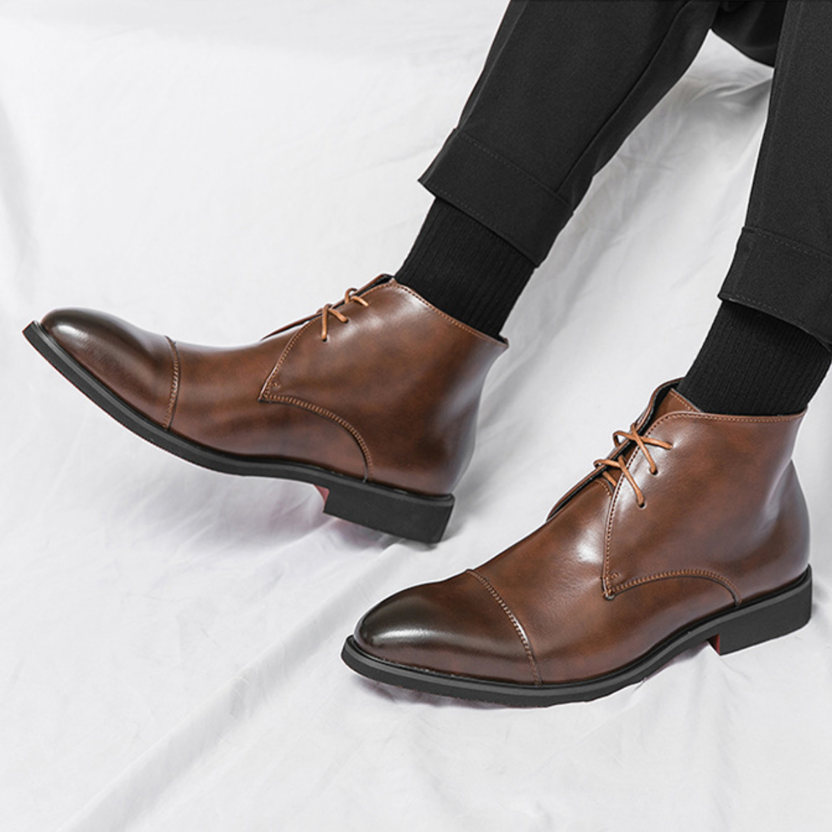 Modern Leather Lace-Up Dress Boots