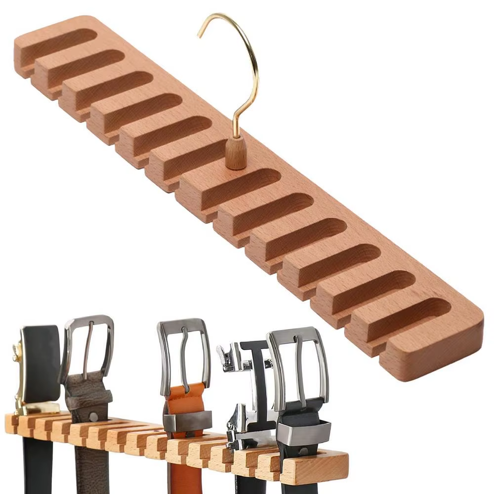Handcrafted Wooden Belt Organiser Hanger