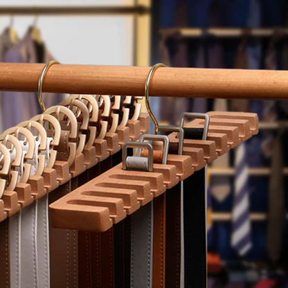 Handcrafted Wooden Belt Organiser Hanger