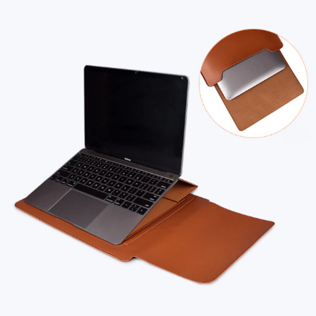 Slim Tech-Leather Laptop Sleeve with Stand