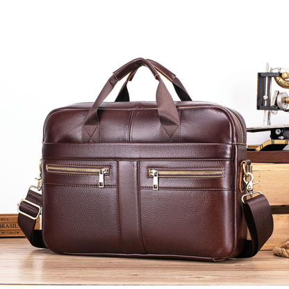 Minimalist Slim Leather 14-inch Briefcase