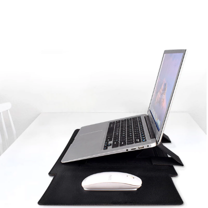 Slim Tech-Leather Laptop Sleeve with Stand