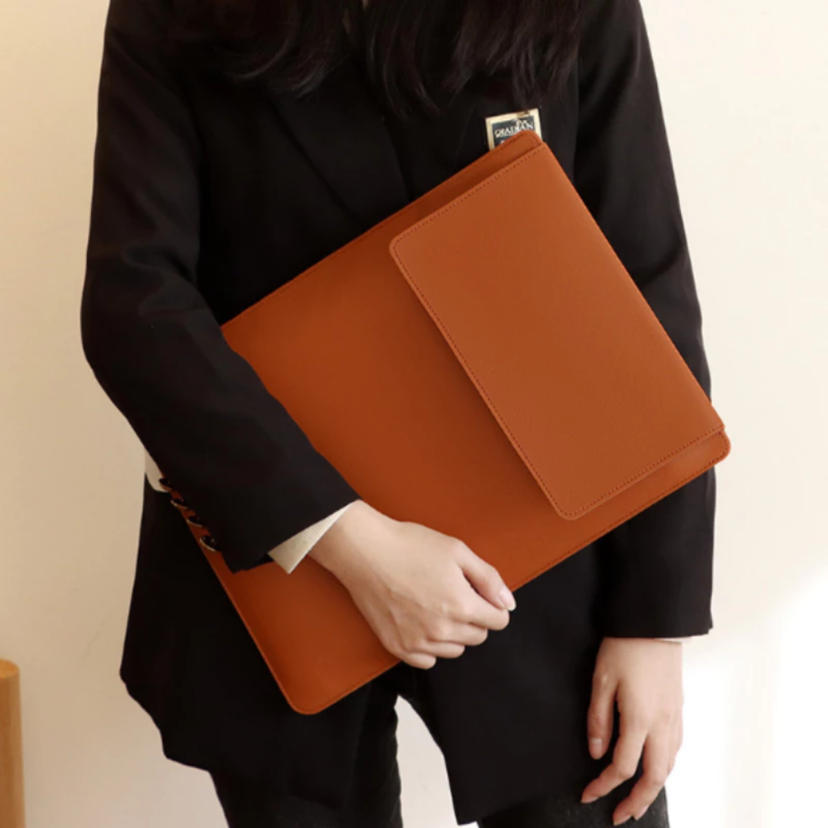 Slim Tech-Leather Laptop Sleeve with Stand