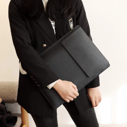 Slim Tech-Leather Laptop Sleeve with Stand