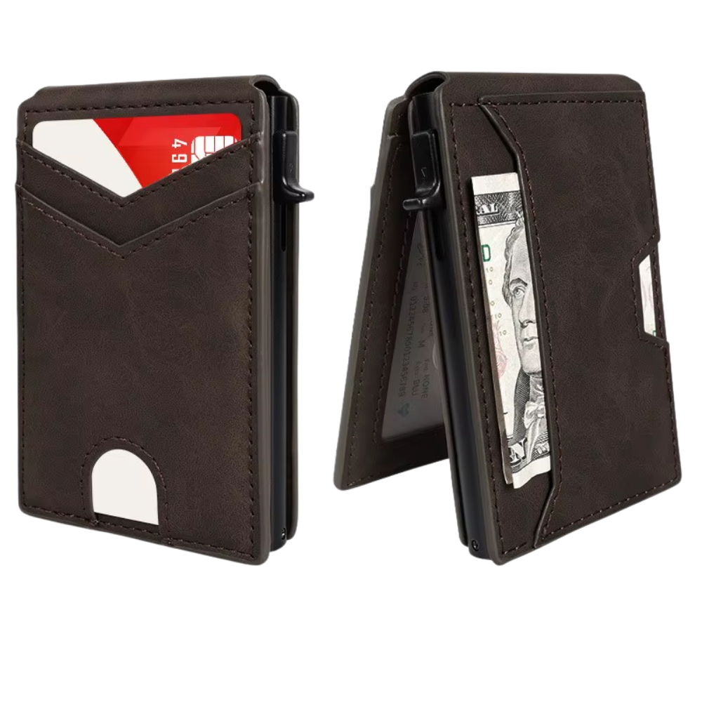 Minimalist Slim Leather RFID Blocking Wallet