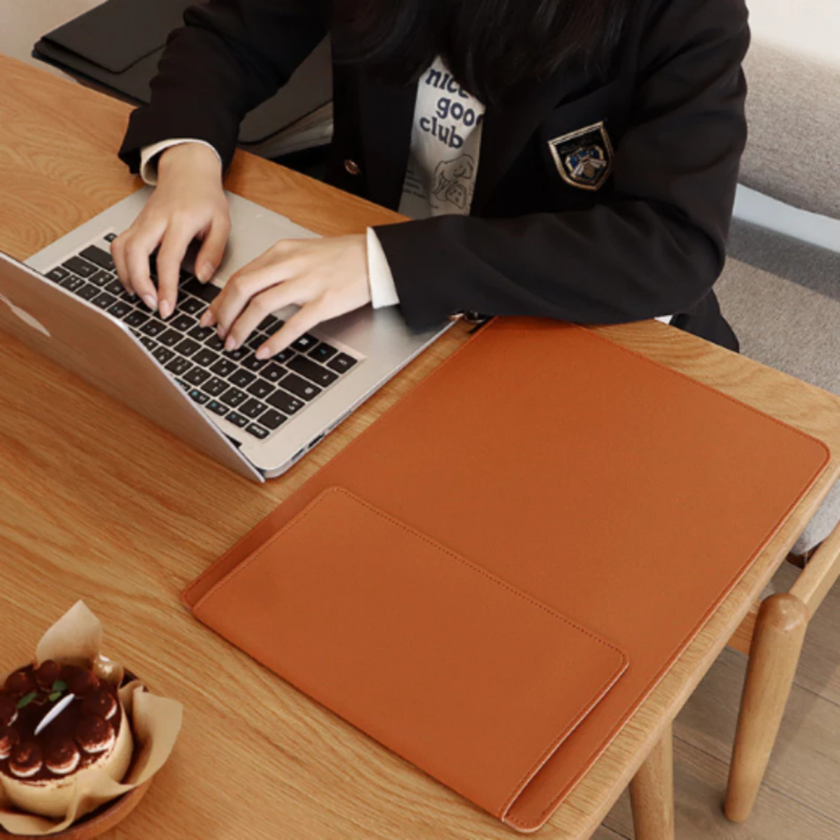 Slim Tech-Leather Laptop Sleeve with Stand