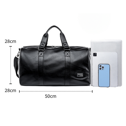 Classic Leather Overnighter Duffle Bag