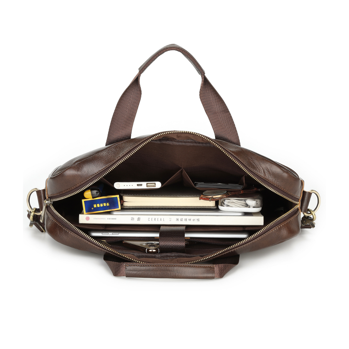 Minimalist Slim Leather 14-inch Briefcase