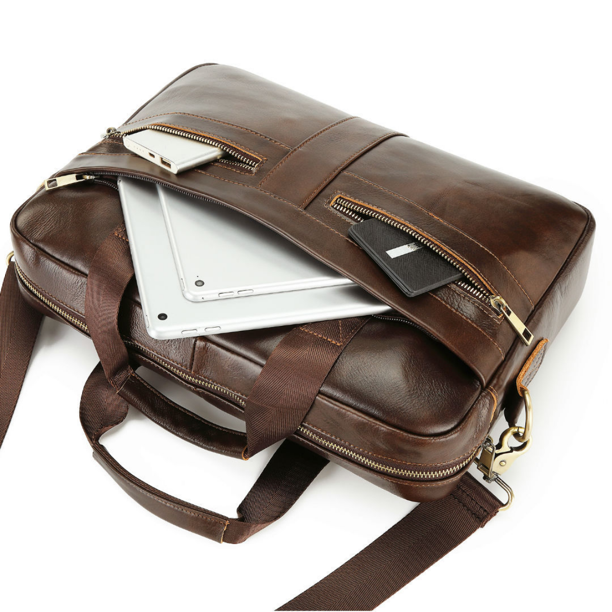 Minimalist Slim Leather 14-inch Briefcase