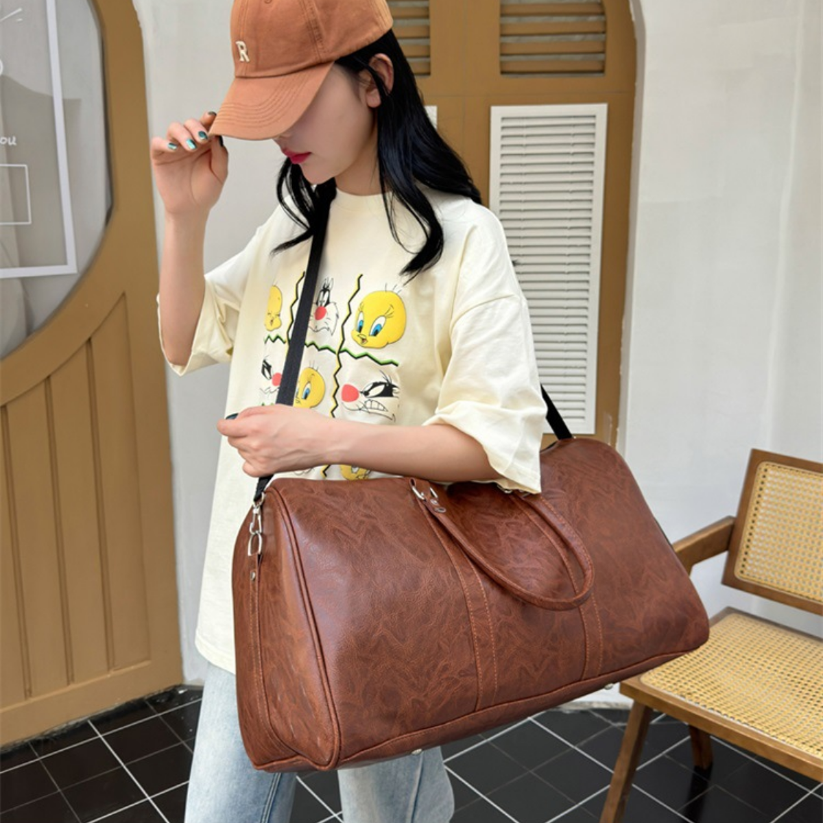 Classic Leather Urban Duffle Bag
