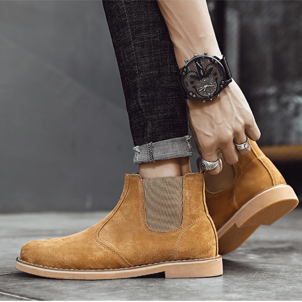 Bota Chelsea de Couro Camurça Rochester
