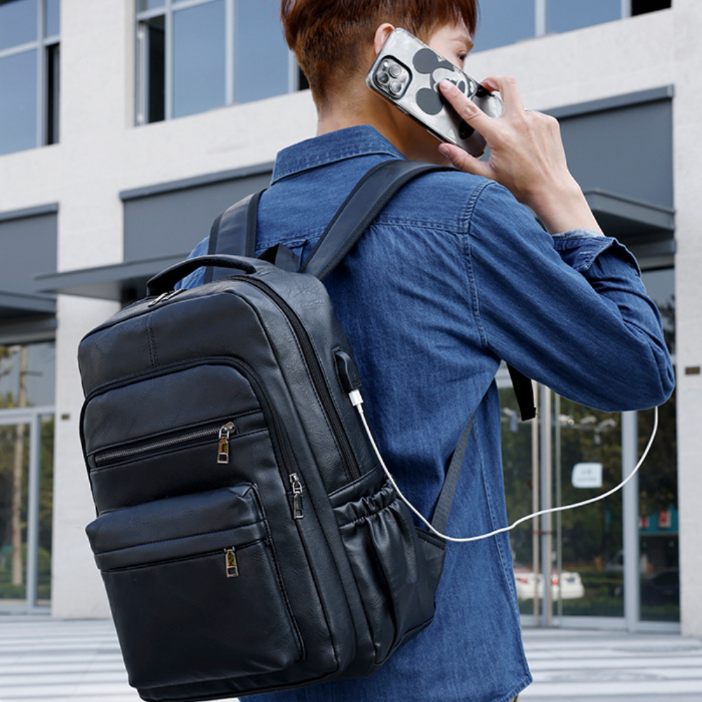 Sleek Professional Leather Backpack