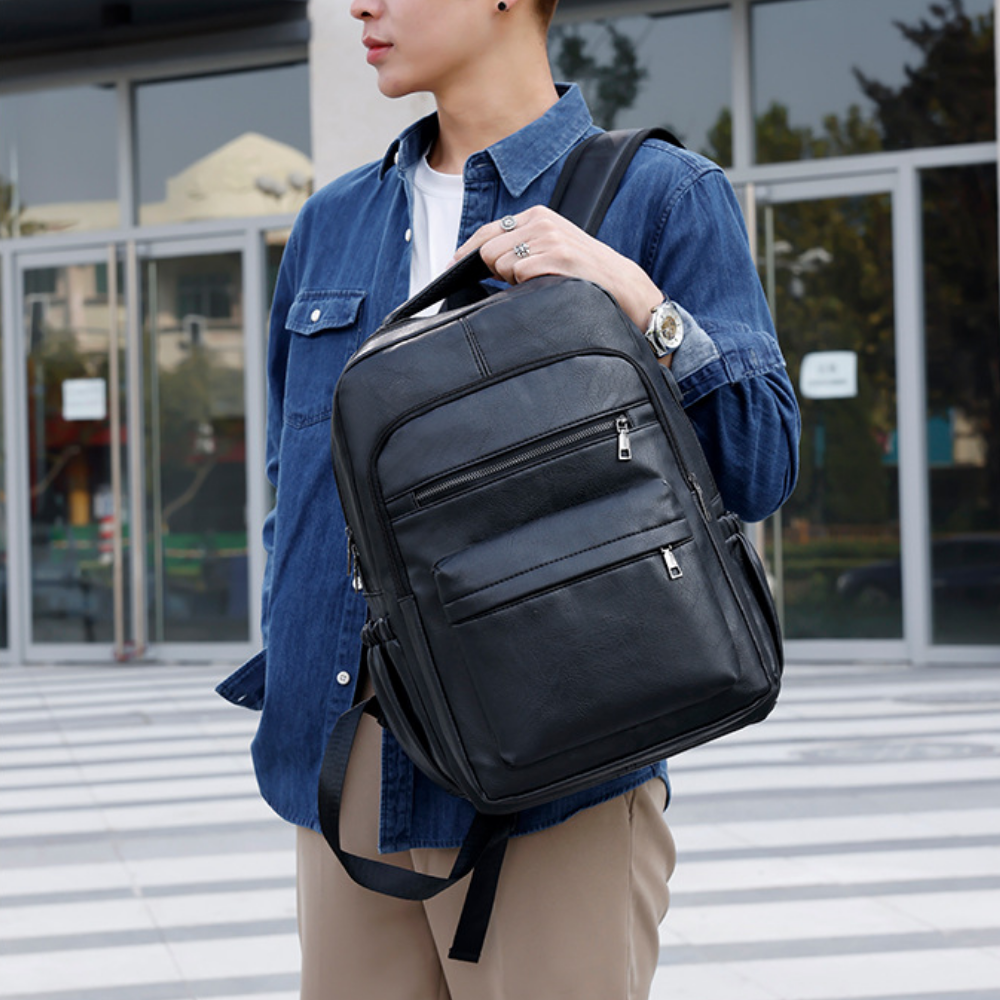 Sleek Professional Leather Backpack