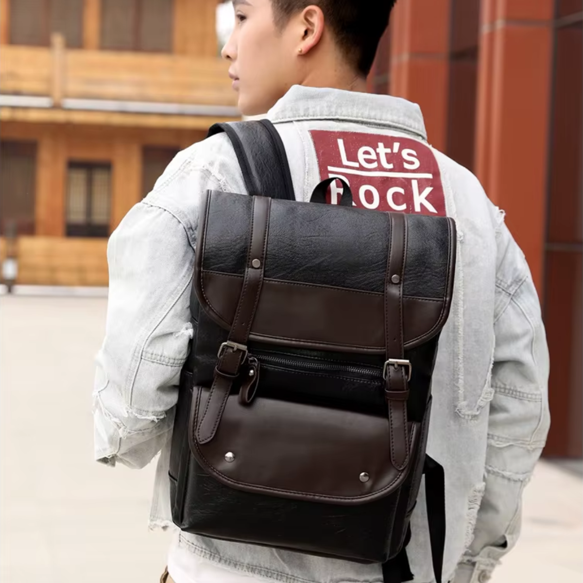 Vintage Multi-Pocket Leather Backpack