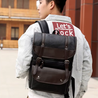 Vintage Multi-Pocket Leather Backpack