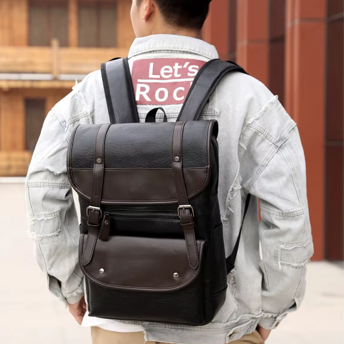 Vintage Multi-Pocket Leather Backpack