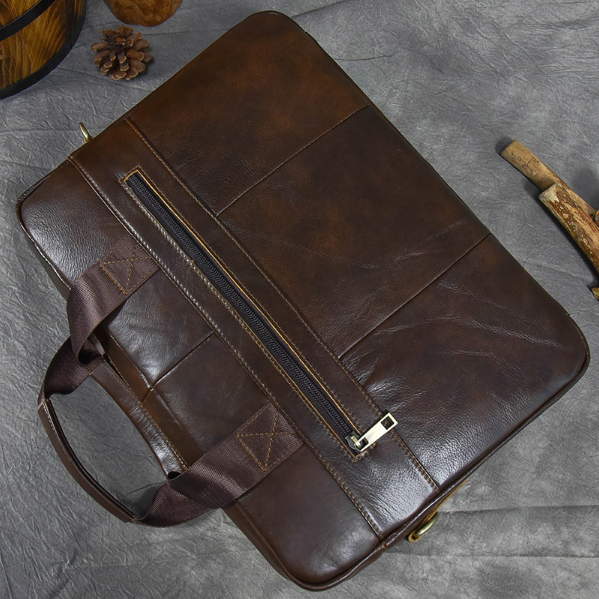 Structured Heritage Leather 14-inch Briefcase