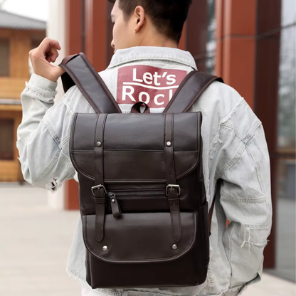 Vintage Multi-Pocket Leather Backpack