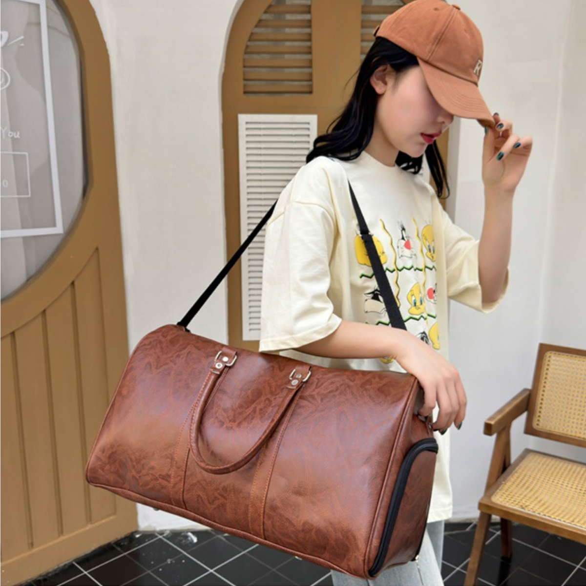 Classic Leather Urban Duffle Bag