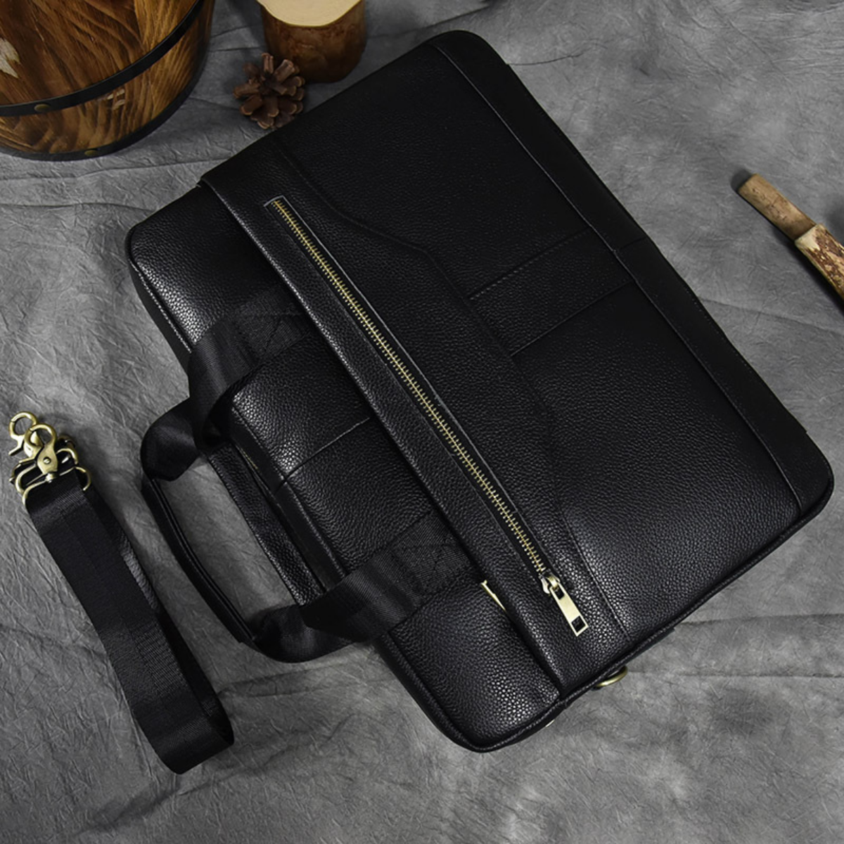 Structured Heritage Leather 14-inch Briefcase
