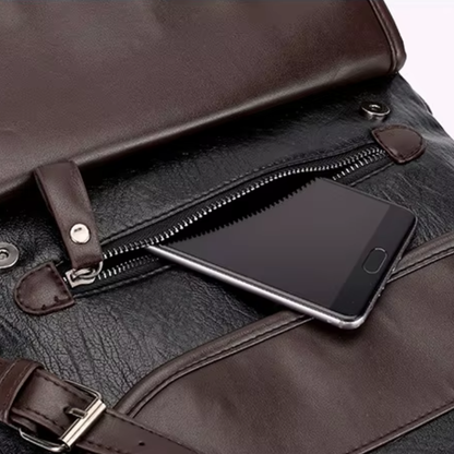 Vintage Multi-Pocket Leather Backpack