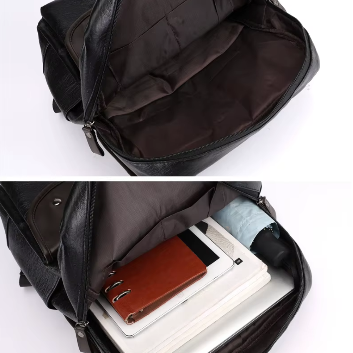 Vintage Multi-Pocket Leather Backpack