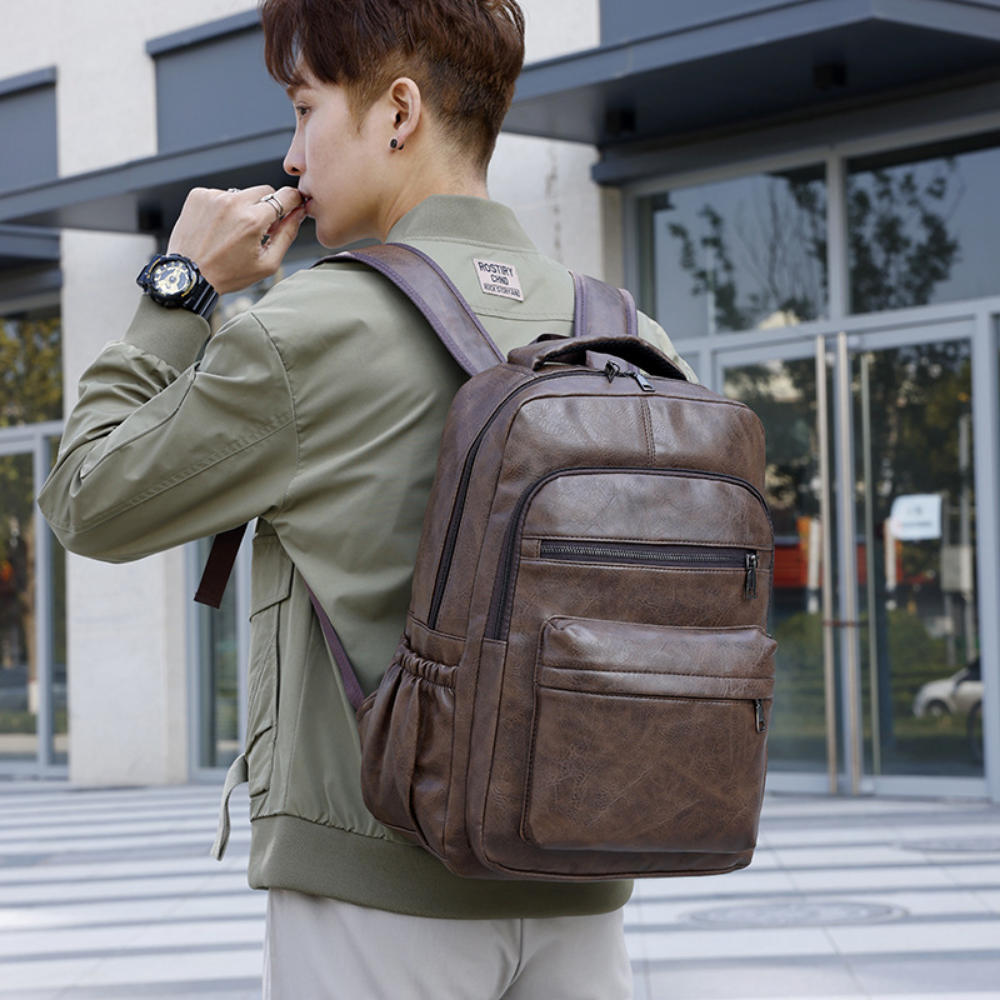 Sleek Professional Leather Backpack