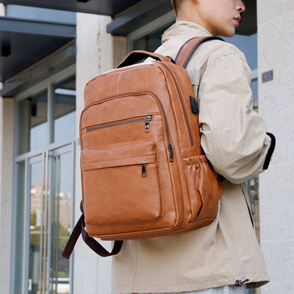 Sleek Professional Leather Backpack