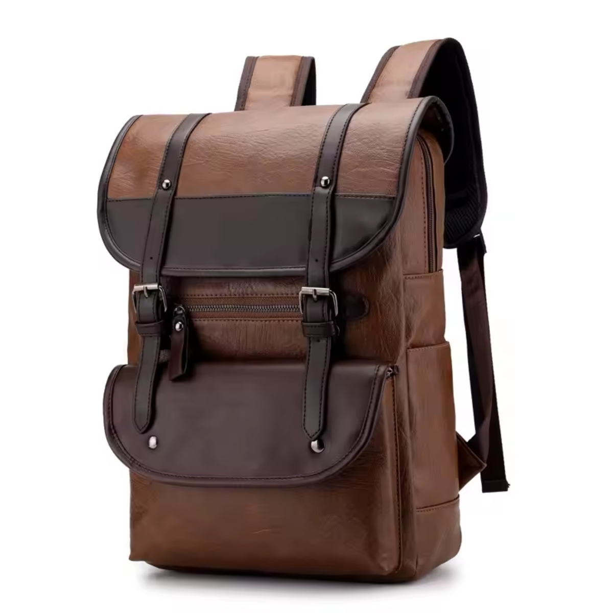 Vintage Multi-Pocket Leather Backpack