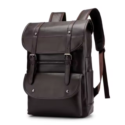 Vintage Multi-Pocket Leather Backpack