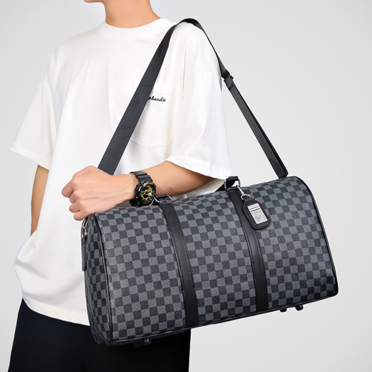 Modern Leather Travel Duffle Bag