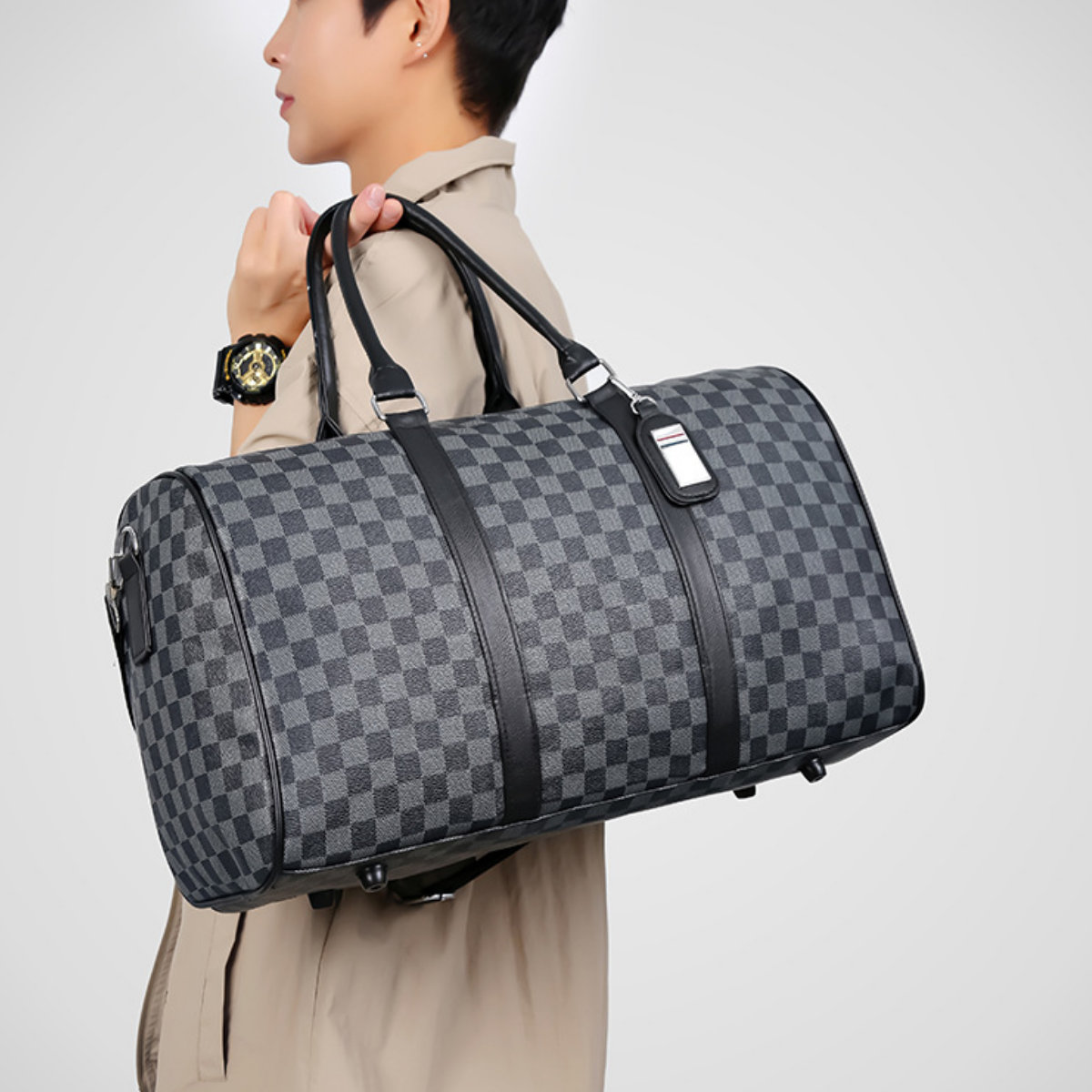 Modern Leather Travel Duffle Bag