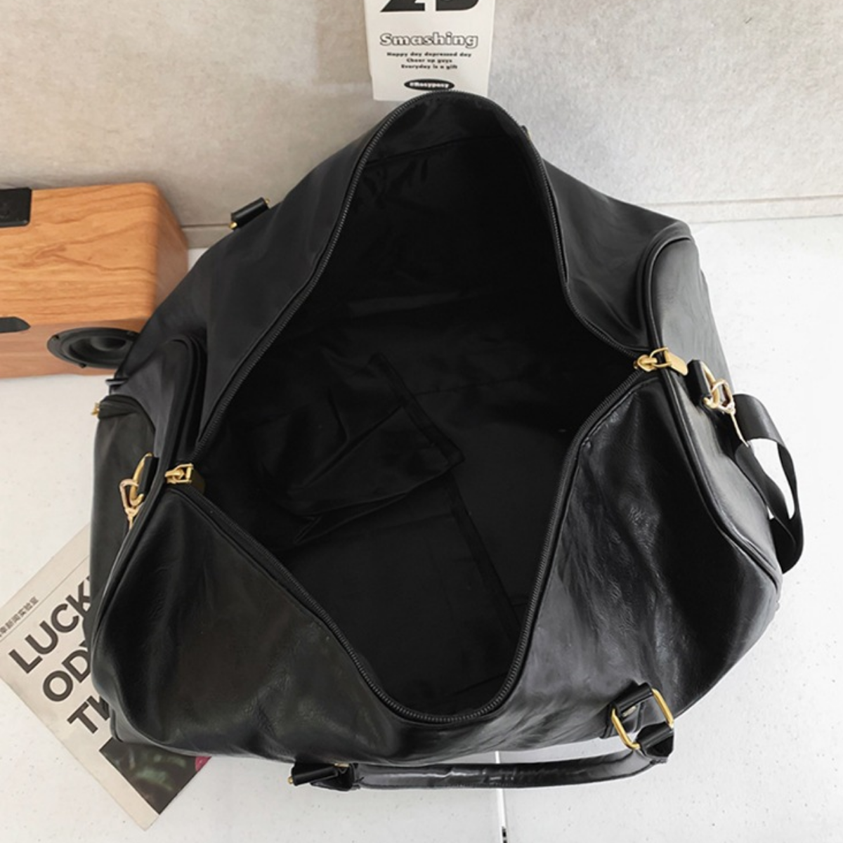 Rugged Leather Sport Duffle Bag