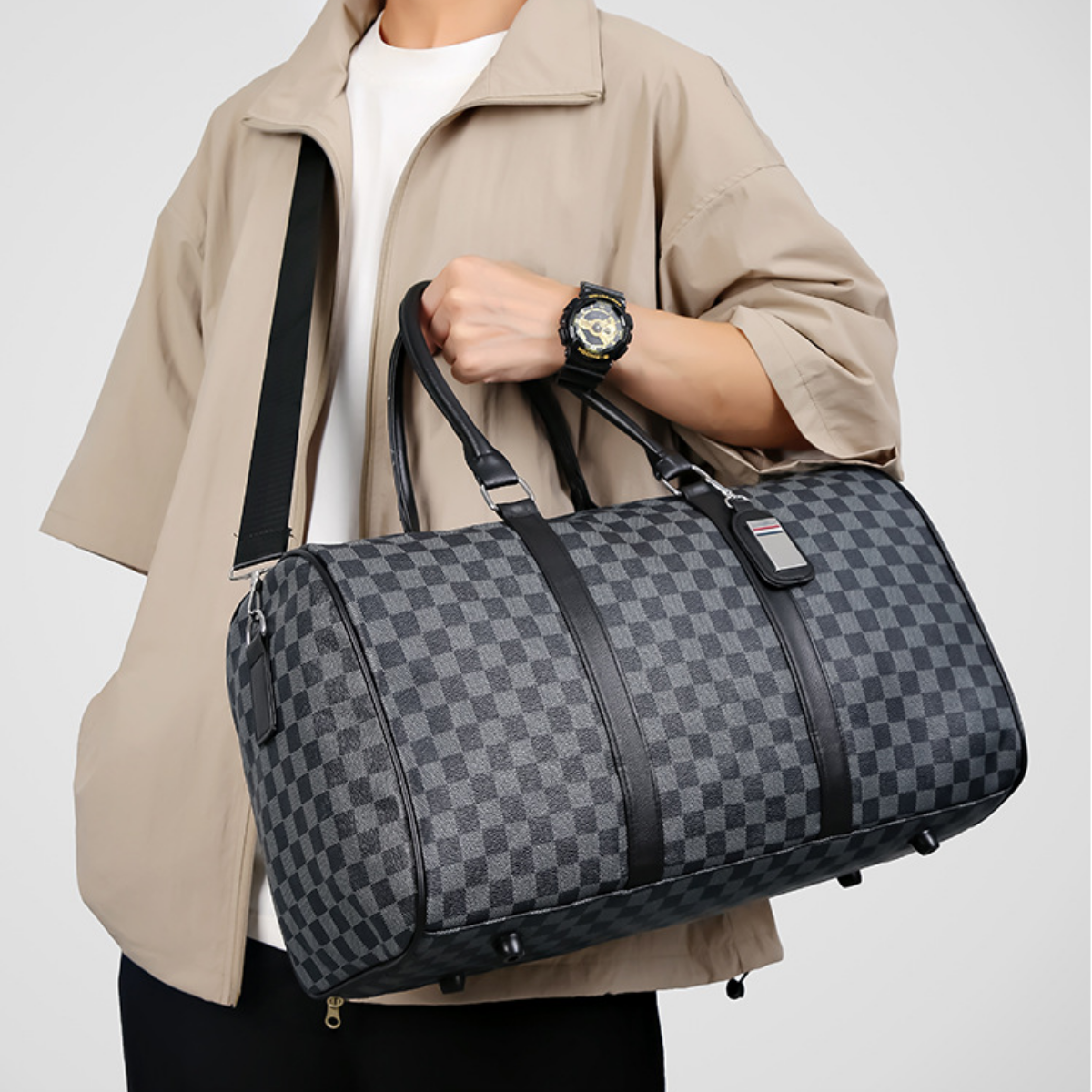 Modern Leather Travel Duffle Bag