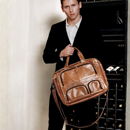 Premium 17-inch Leather Executive Briefcase
