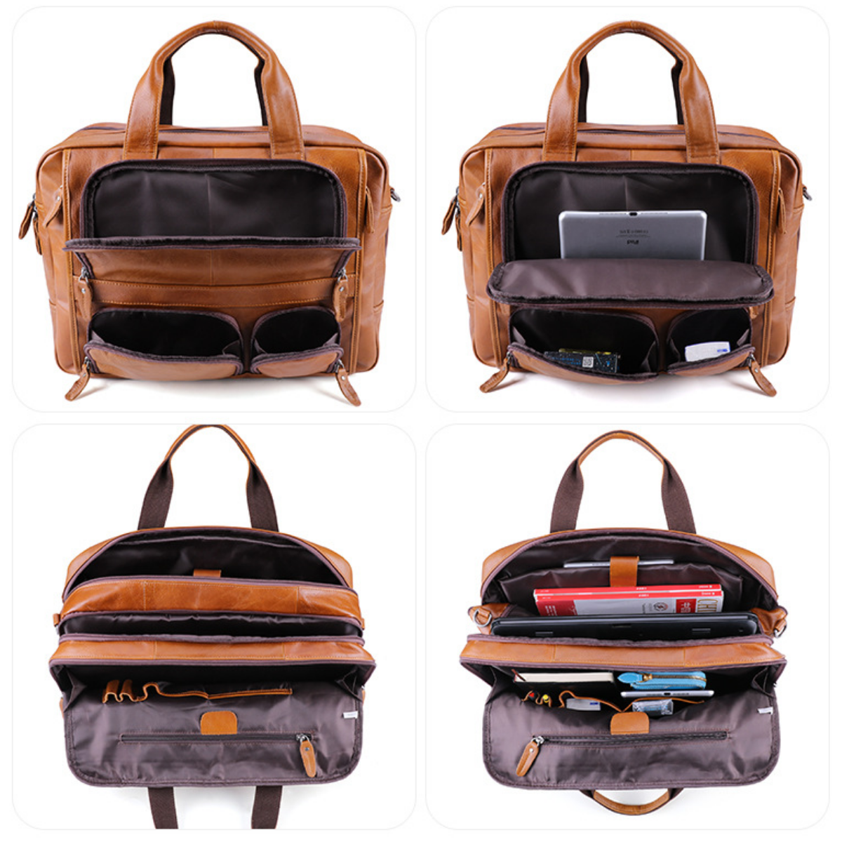 Premium 17-inch Leather Executive Briefcase