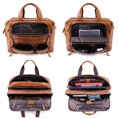 Premium 17-inch Leather Executive Briefcase