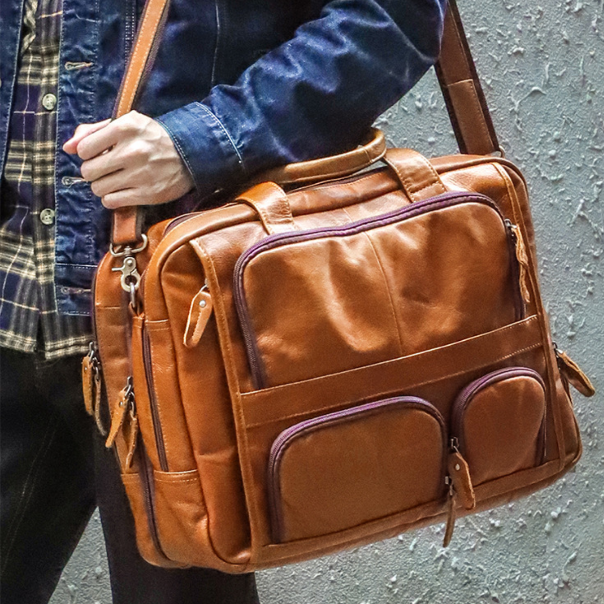 Premium 17-inch Leather Executive Briefcase