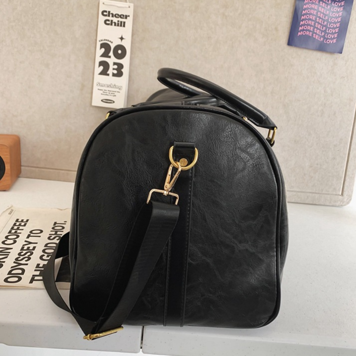 Rugged Leather Sport Duffle Bag