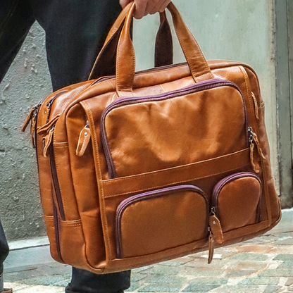 Premium 17-inch Leather Executive Briefcase