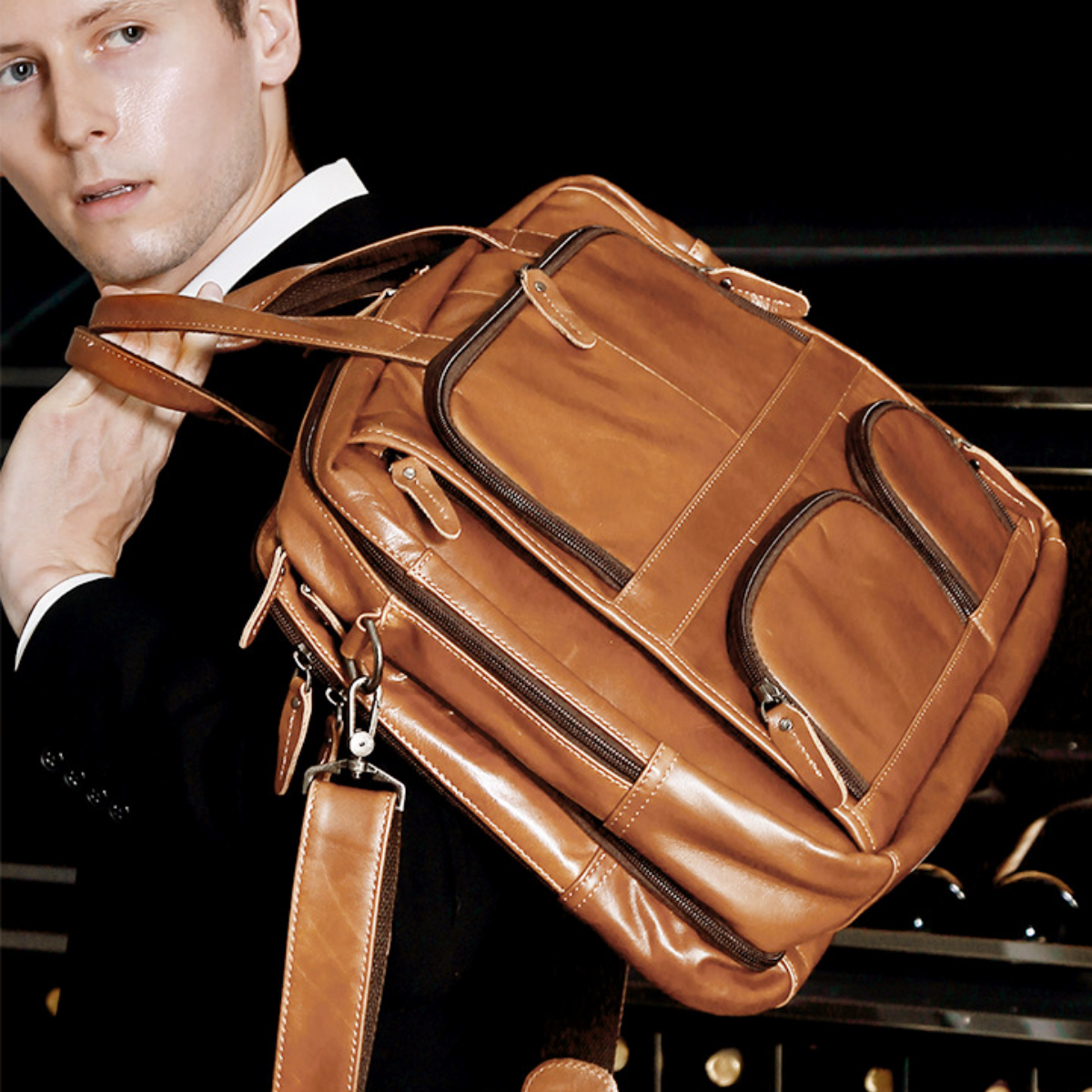 Premium 17-inch Leather Executive Briefcase